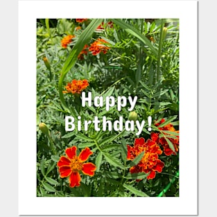 Happy Birthday (orange flowers) Posters and Art